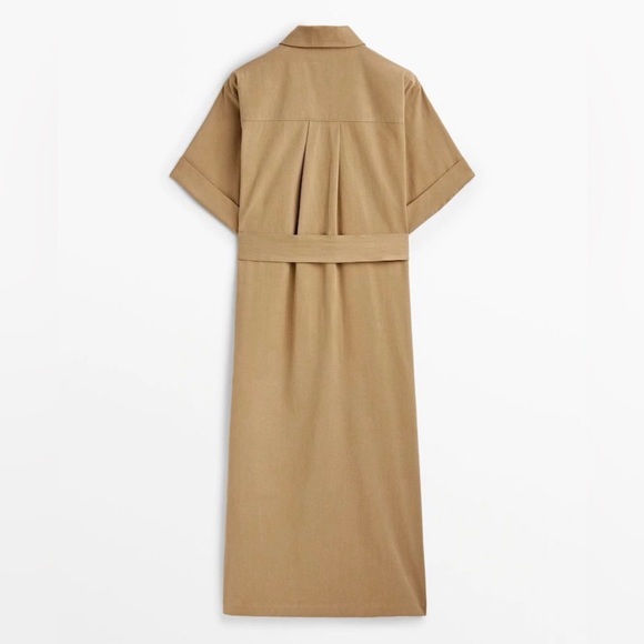 Massimo Dutti NWT khaki cotton tench shirt dress - Picture 4 of 15